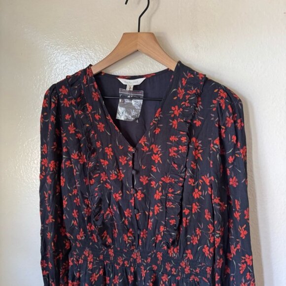 Garnet Hill | Ruffle Crêpe Floral Midi Dress - Picture 2 of 8